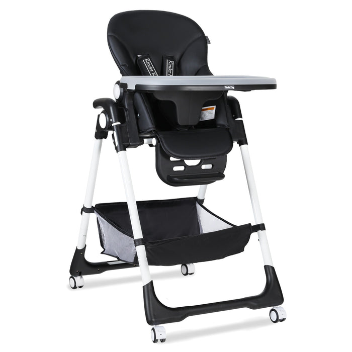 Foldable Baby High Chair with Wheels Adjustable Height