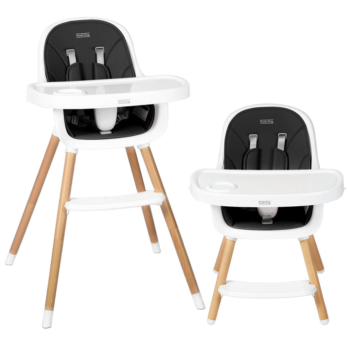 3 in 1 Wooden Baby High Chair with Double Removable Tray