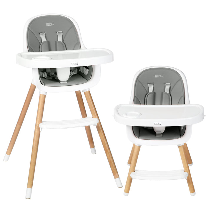 3 in 1 Wooden Baby High Chair with Double Removable Tray