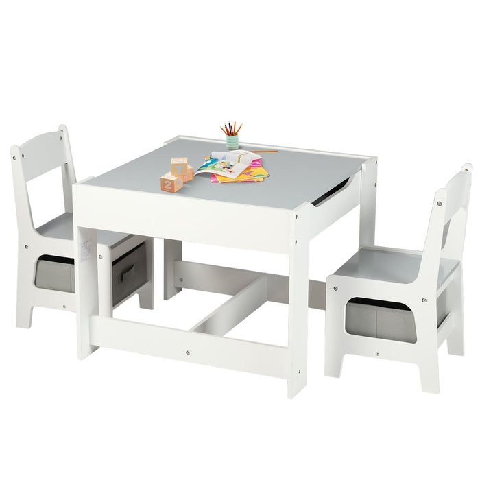 3 in 1 Kids Wood Table & 2 Chairs Set