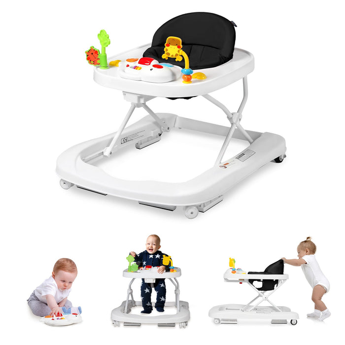 2 in 1 Folding Baby Walker Adjustable Height & Speed With Wheels & Music Toys