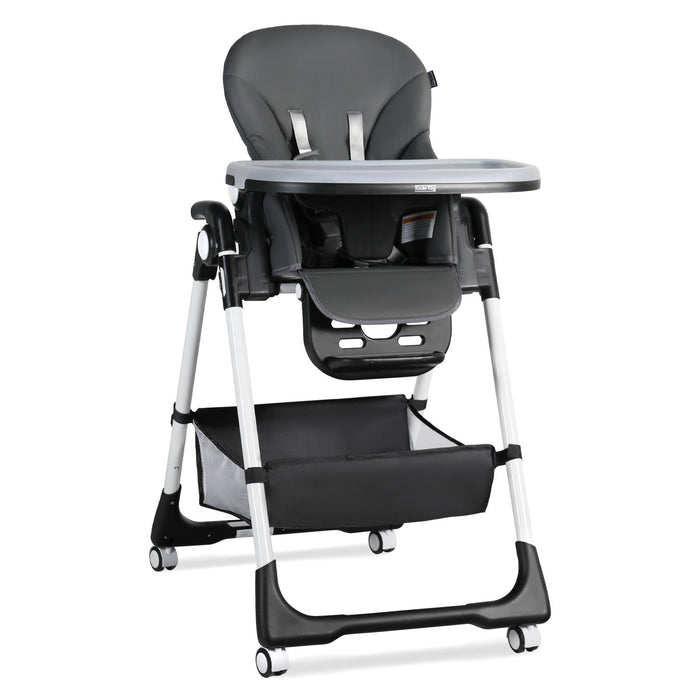 Foldable Baby High Chair with Wheels Adjustable Height