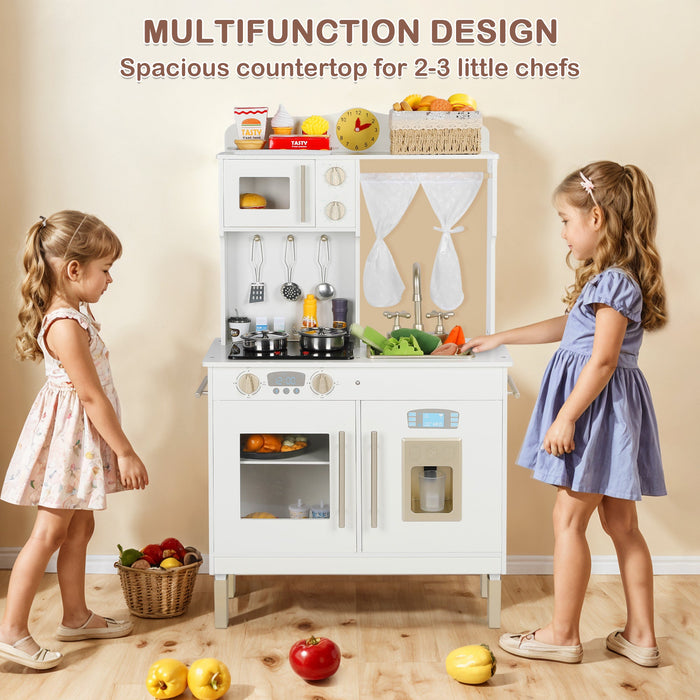 Wooden Kids Play Kitchen Set with Accessories (3+)