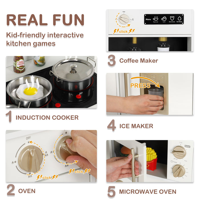 Wooden Kids Play Kitchen with Lights&Sounds