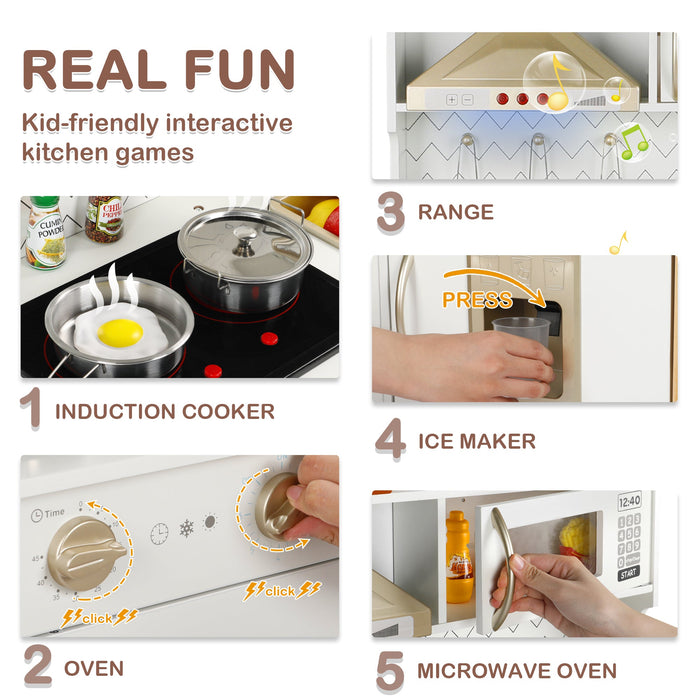 Wooden Kids Play Kitchen Set with Accessories (3+)