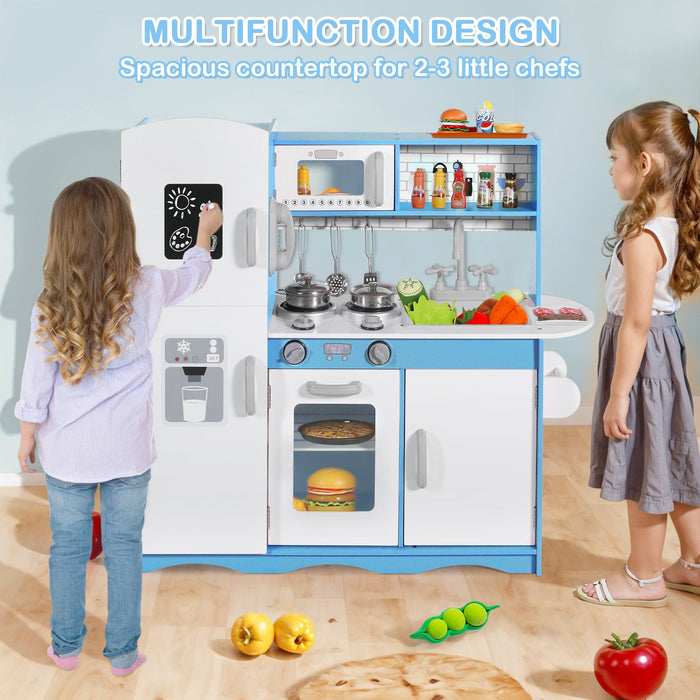 Wooden Kids Play Kitchen Set with Accessories"