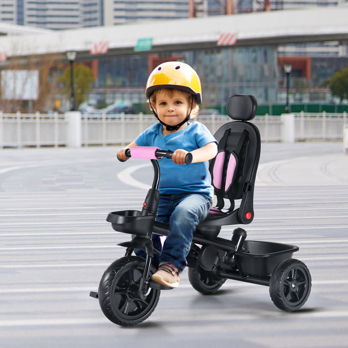 6-in-1 Kids' Tricycle with Removable Canopy & Push Handle for Toddlers (12-60 Months)