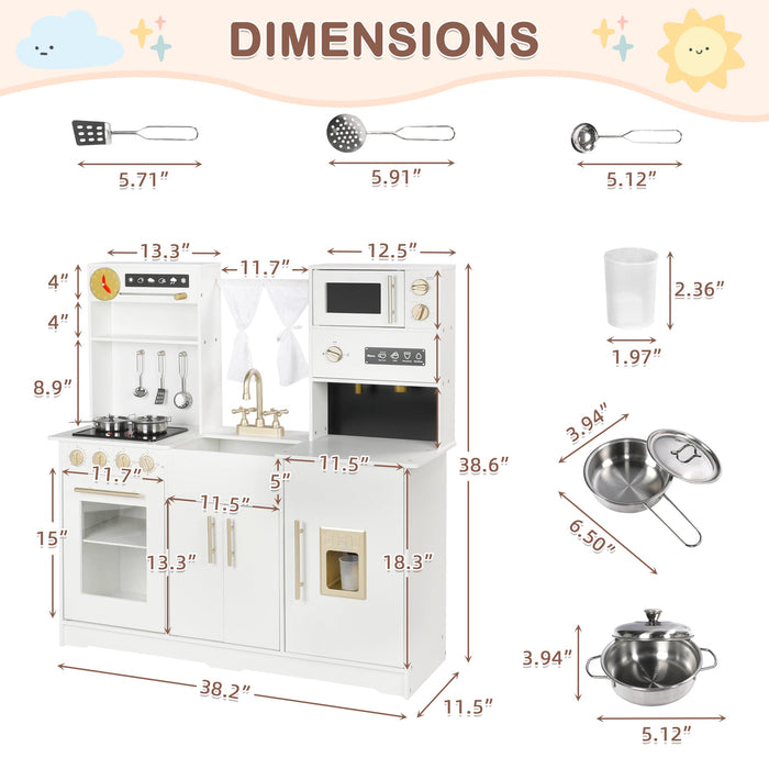 Wooden Kids Play Kitchen with Lights&Sounds