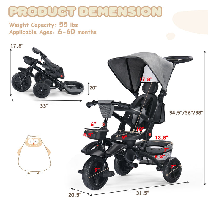 8 IN 1 Folding Kids' Tricycle For 1-5 Years