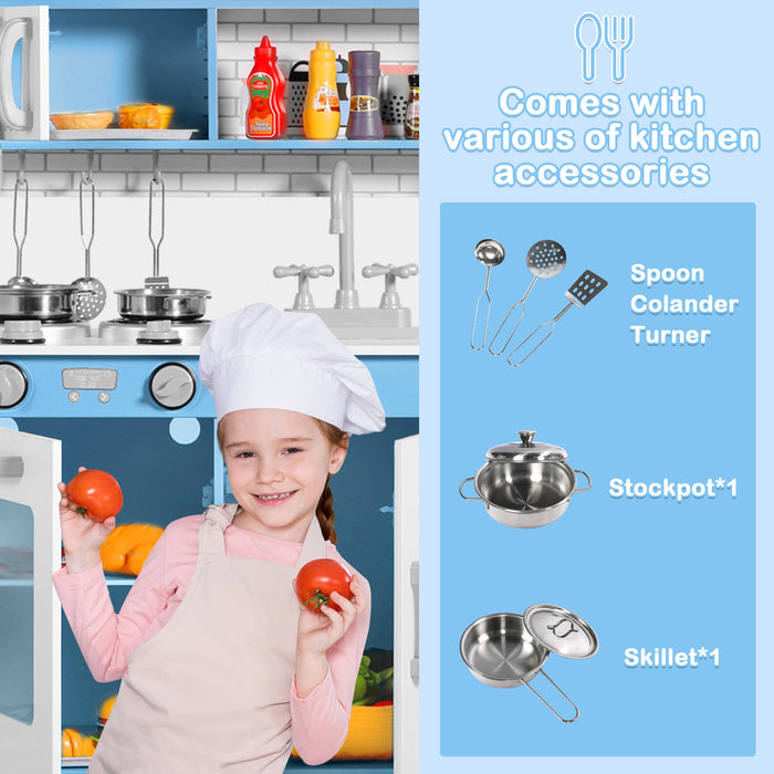 Wooden Kids Play Kitchen Set with Accessories"