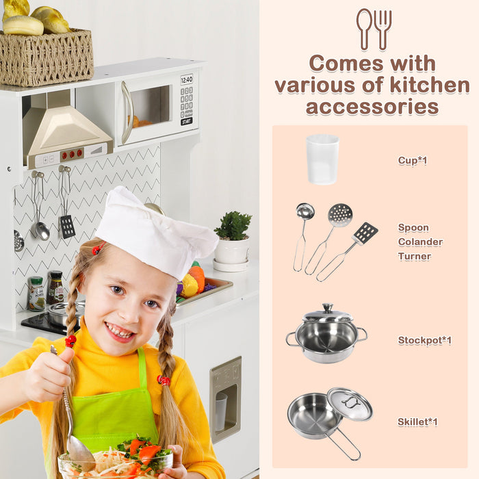 Wooden Kids Play Kitchen Set with Accessories (3+)