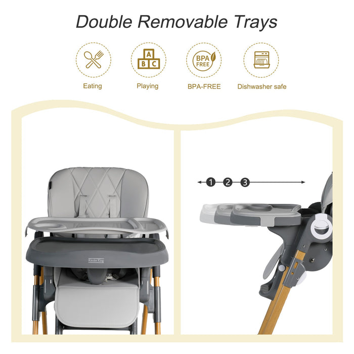 Foldable High Chair with Double Trays for Babies & Toddlers