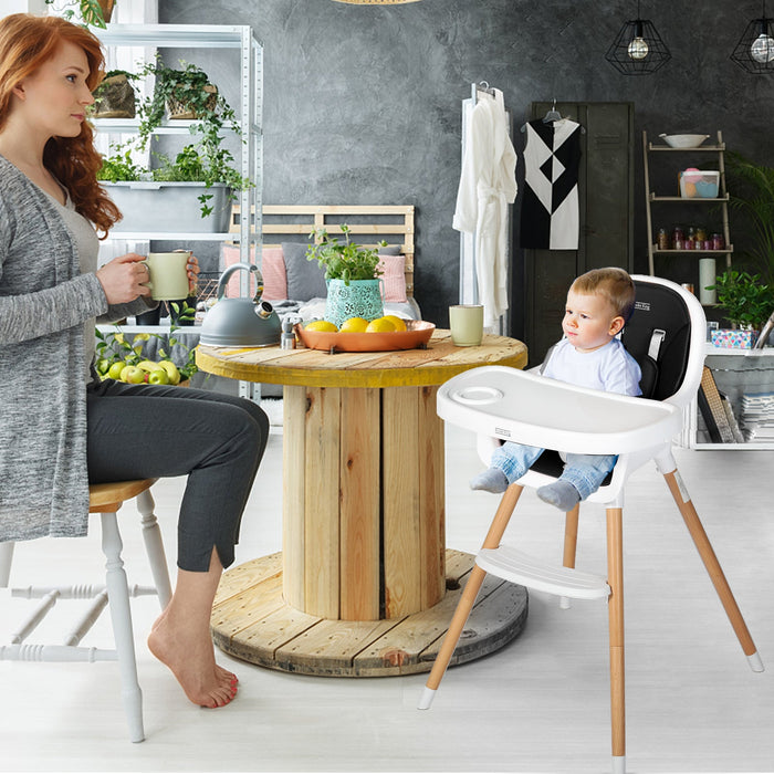 3 in 1 Wooden Baby High Chair with Double Removable Tray