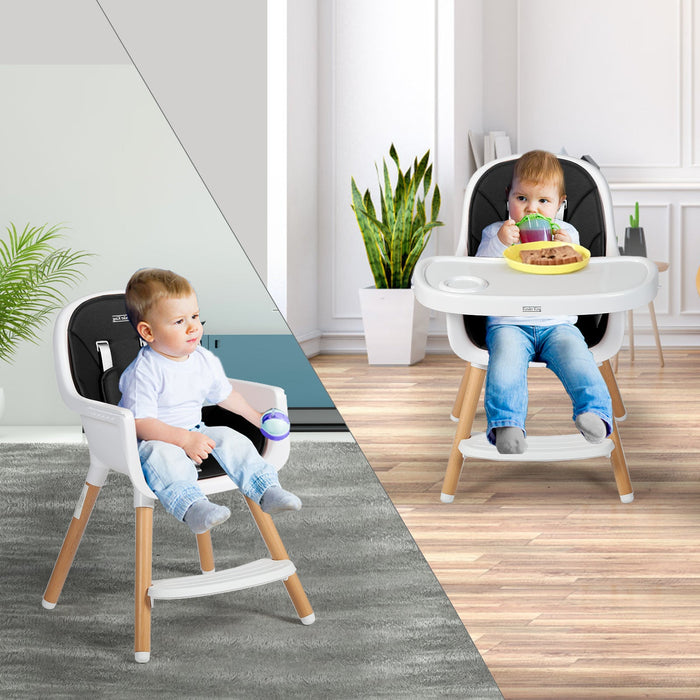 3 in 1 Wooden Baby High Chair with Double Removable Tray