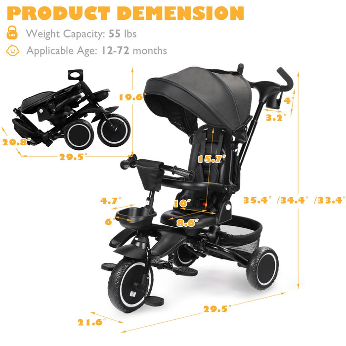 8-in-1 Kids' Tricycle Stroller For 1-6 Years