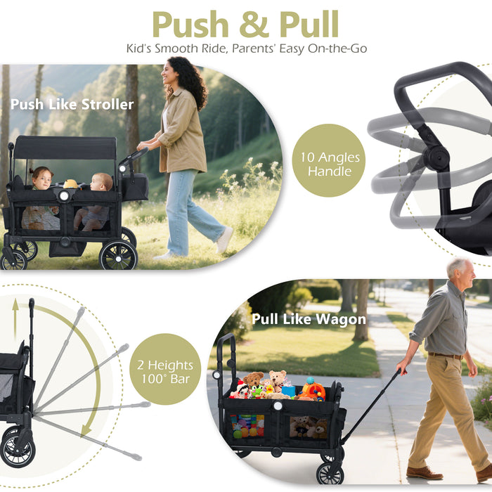 Wagon Stroller for 2 Toddler 6 months+, Black