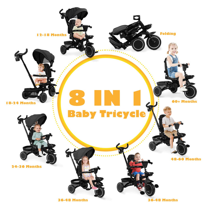 8-in-1 Kids' Tricycle Stroller For 1-6 Years