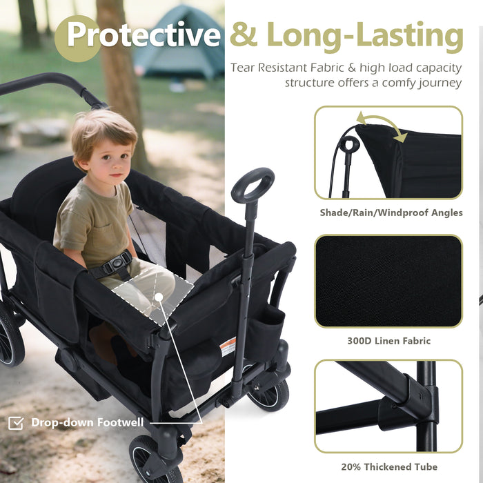 Wagon Stroller for 2 Toddler 6 months+, Black