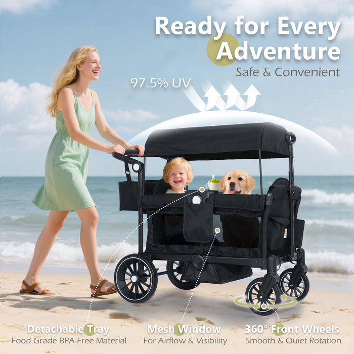 Wagon Stroller for 2 Toddler 6 months+, Black