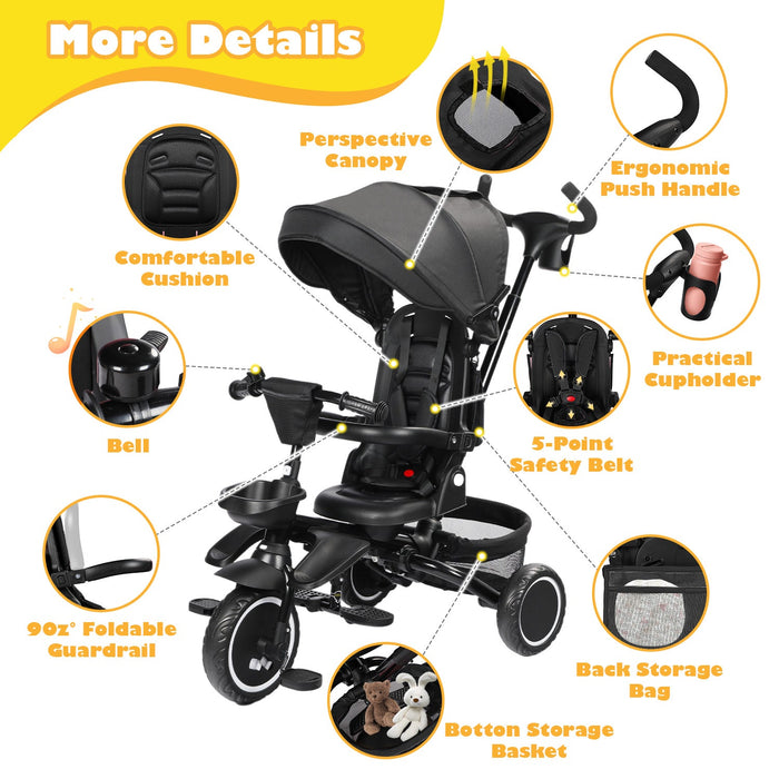 8-in-1 Kids' Tricycle Stroller For 1-6 Years