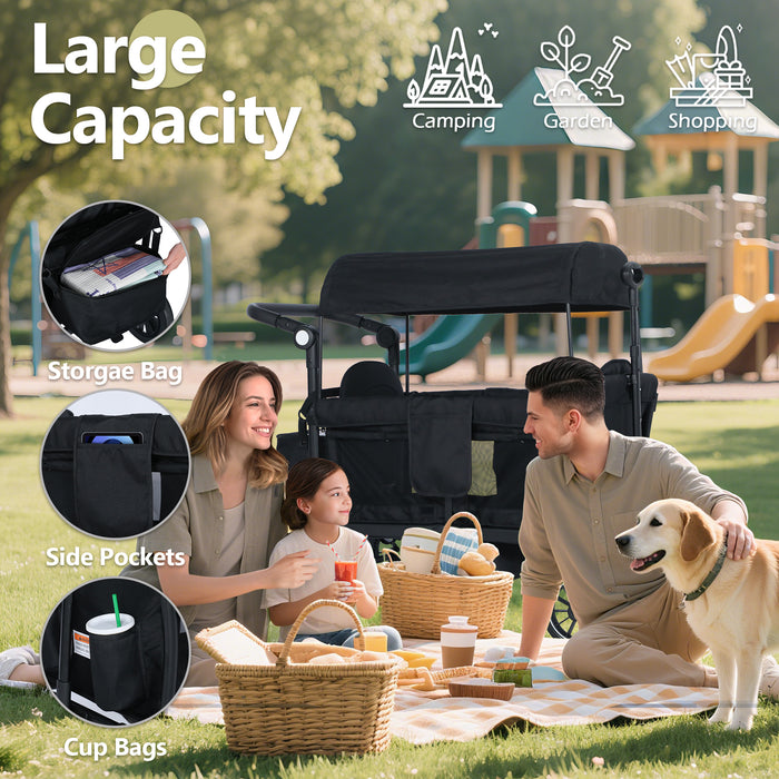 Wagon Stroller for 2 Toddler 6 months+, Black
