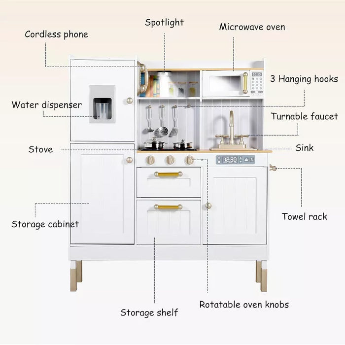 Wooden Kids Play Kitchen with Sounds