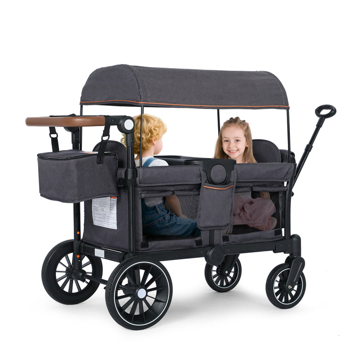 Push & Pull Wagon Stroller for 2 Toddler 6 months+, Gray