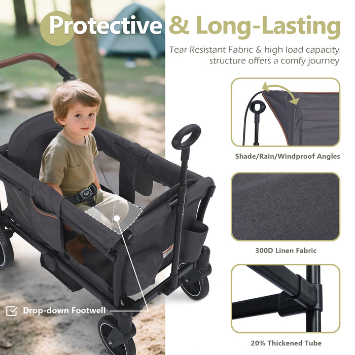 Push & Pull Wagon Stroller for 2 Toddler 6 months+, Gray