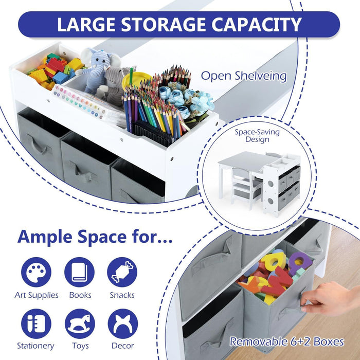 Table and Chair Set with Storage, Toddler Activity Table, 393.8*17.8" Paper Roll