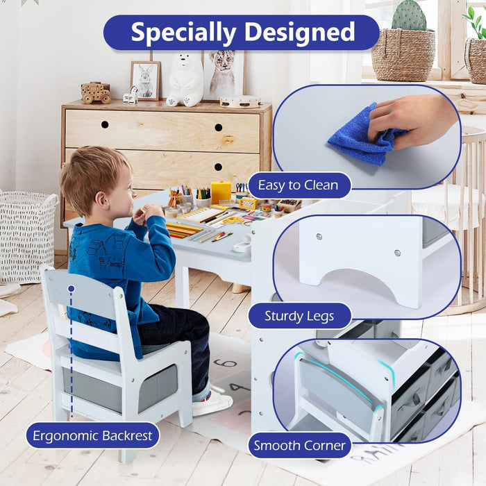Table and Chair Set with Storage, Toddler Activity Table, 393.8*17.8" Paper Roll