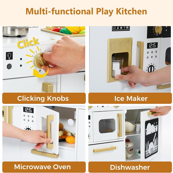 Wooden Play Kitchen Set with Cookware for Kids