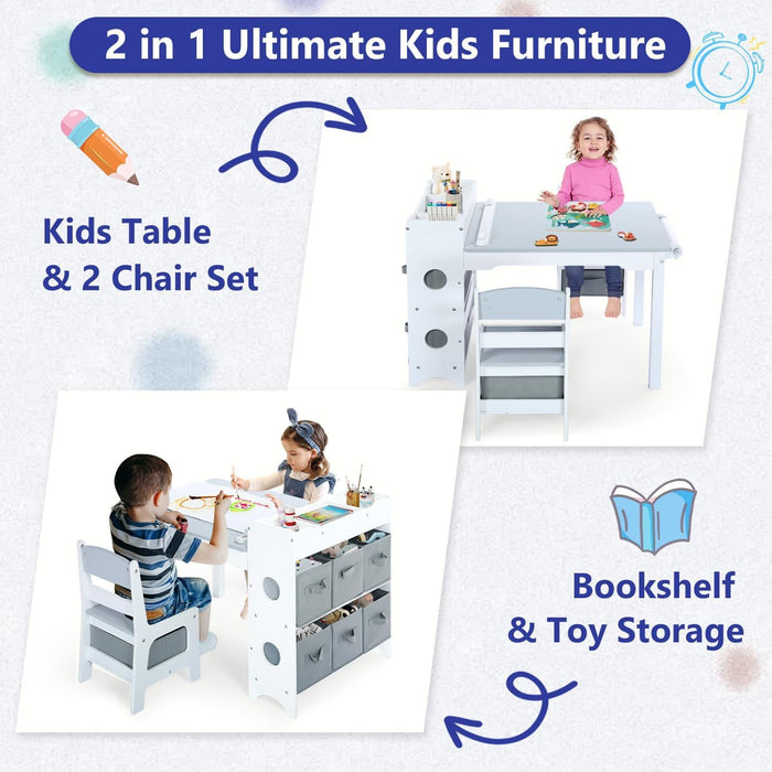 Table and Chair Set with Storage, Toddler Activity Table, 393.8*17.8" Paper Roll