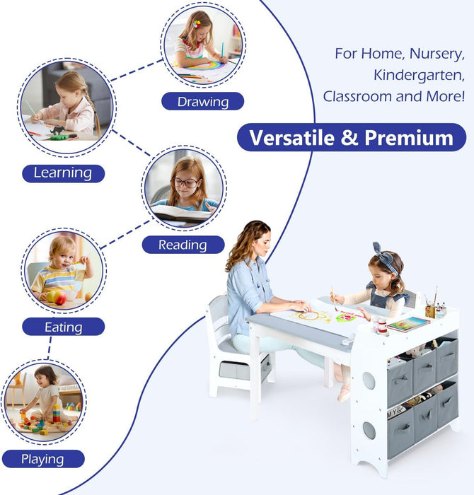 Table and Chair Set with Storage, Toddler Activity Table, 393.8*17.8" Paper Roll