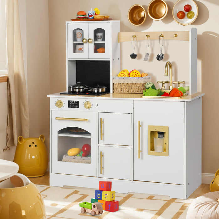 Wooden Play Kitchen Set with Cookware for Kids