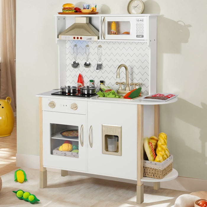 Wooden Kids Play Kitchen Set with Accessories (3+)